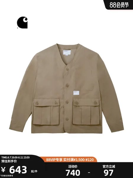 Пальто мужское Carhartt WIP с логотипом и карманами, черный