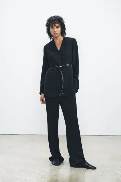 Брюки прямого кроя ZARA, черный