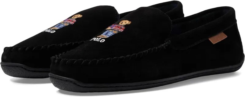 Тапочки Polo Ralph Lauren Brenan Holiday Bear Suede Moccasin Slipper, черный