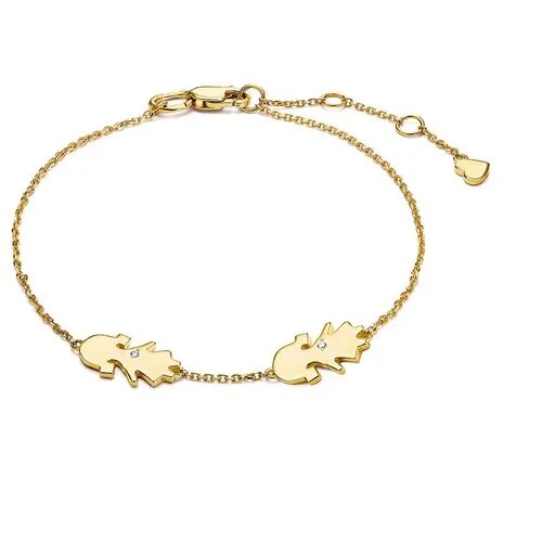 Браслет-цепочка Vesna jewelry, желтое золото, 585 проба, родирование, бриллиант, длина 18.5 см.
