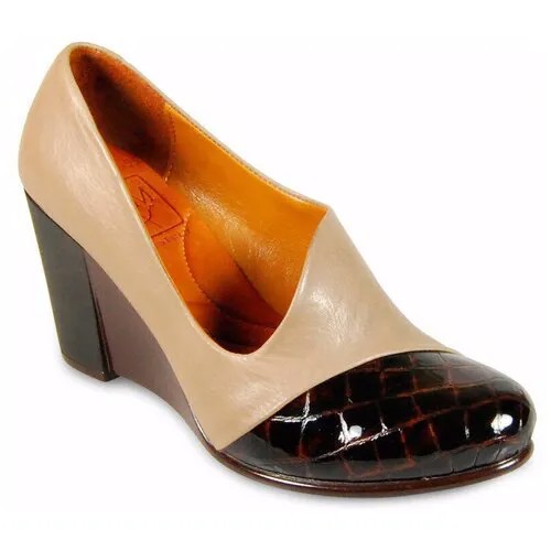 Туфли  Shoes Market, демисезонные, натуральная кожа, размер 37, бежевый, коричневый