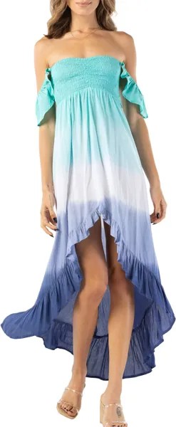 Бруклинское платье макси Tiare Hawaii, цвет Teal White Navy Ombre