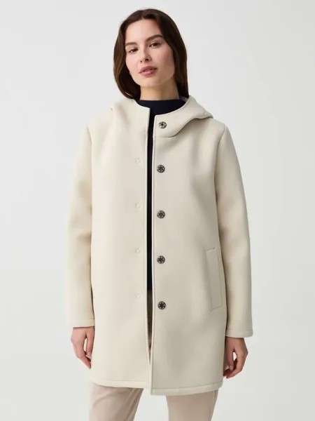 Длинная куртка на пуговицах и капюшоне Hybrid, цвет light beige