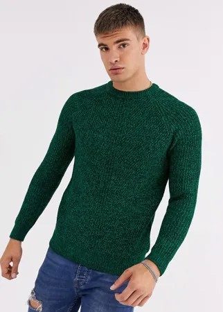 Джемпер крупной вязки изумрудного зеленого цвета Burton Menswear-Зеленый