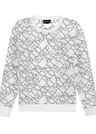 Белый свитшот со сплошным принтом-логотипом Emporio Armani детский