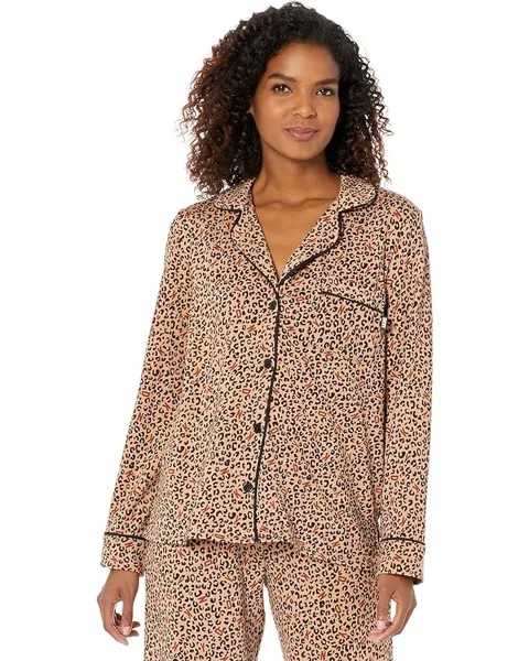 Пижамный комплект DKNY Long Sleeve Notch PJ Set, цвет Animal