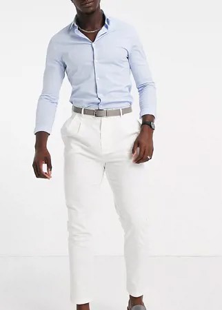 Белые льняные брюки со складками Gianni Feraud Tall-Белый