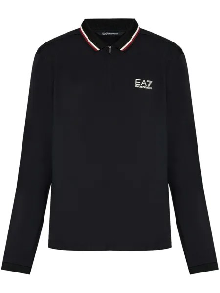Ea7 Emporio Armani рубашка поло с длинным рукавом, черный