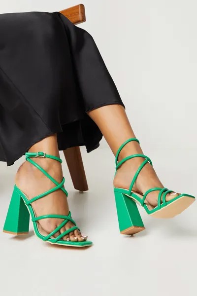 Faith: босоножки Carla на высоком блочном каблуке с ремешками Dorothy Perkins, зеленый