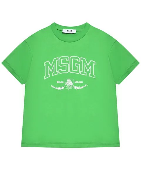 Футболка с логотипом, зеленая MSGM