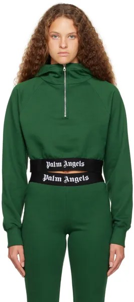 Зеленый худи на молнии Palm Angels