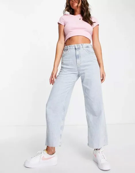 Синие джинсы-кюлоты с завышенной талией Pull&Bear