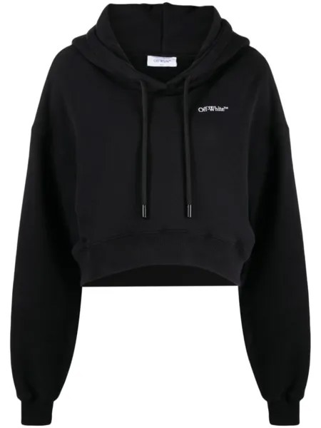 Off-White укороченное худи с логотипом, черный