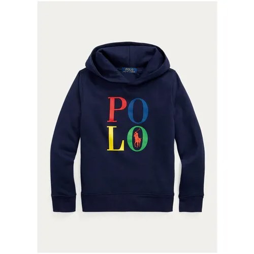 Худи Polo Ralph Lauren L 8-20 boys синее на флисе с цветным лого на груди Polo Logo Fleece Hoodie