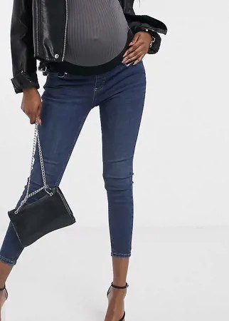 Темные джинсы скинни с посадкой под животом Topshop Maternity-Синий