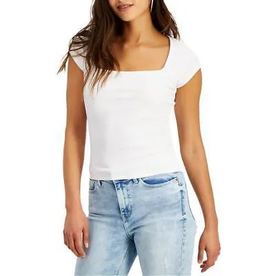 Guess Womens Rita Ribbed Cap Sleeves Casual Pullover Top Shirt BHFO 5755