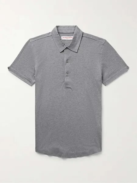 Рубашка-поло Sebastian Slim Fit из хлопкового и шелкового трикотажа ORLEBAR BROWN, серый