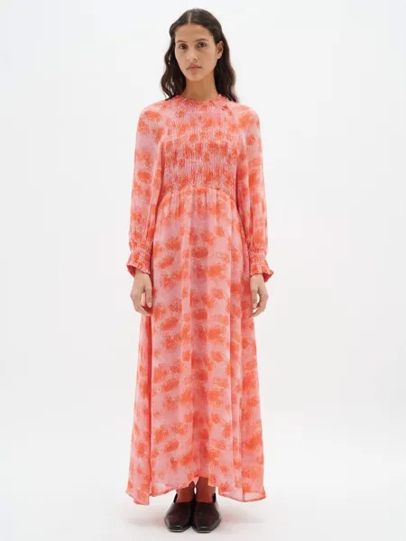 Платье макси со сборками и абстрактным принтом InWear Davila, розовое