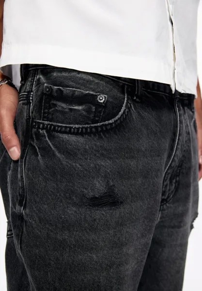 Джинсы свободного кроя Relaxed Fit Ripped PULL&BEAR, черные