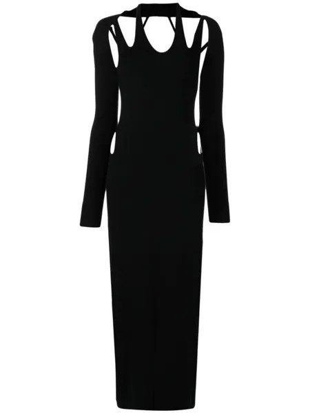 Dion Lee трикотажное платье миди с вырезами, черный