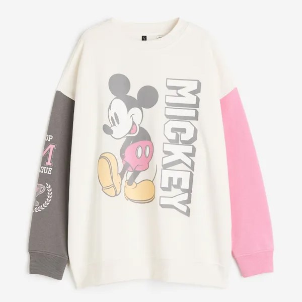 Свитшот H&M Mickey Mouse Oversized Printed, кремовый