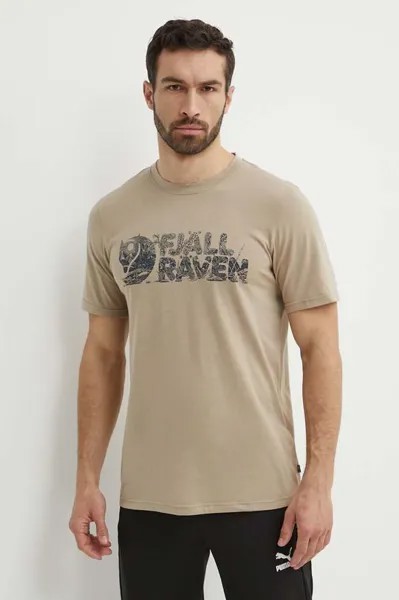 Футболка Lush Logo T-shirt Fjallraven, бежевый