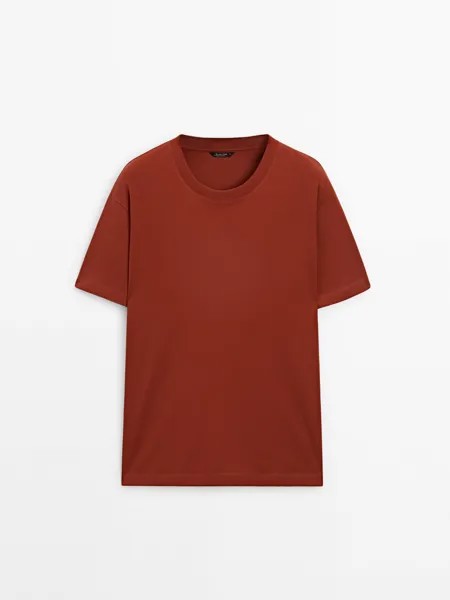 Футболка Massimo Dutti Short Sleeve Crew Neck, оранжевый