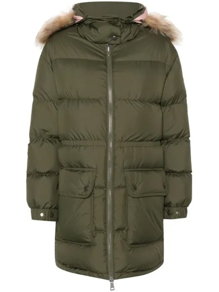 Moncler пуховик с логотипом, зеленый