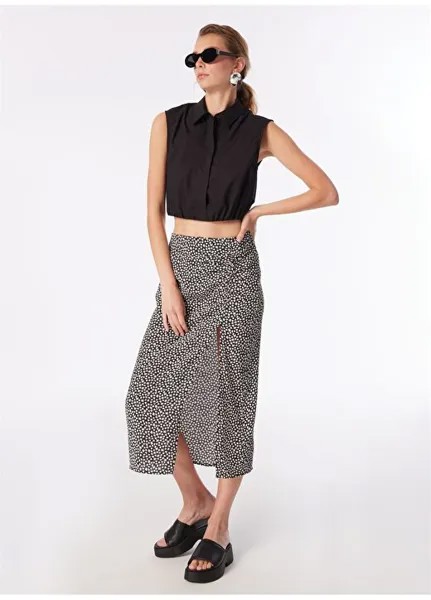 Черная женская юбка-миди с заниженной талией M1310511-88039-WOVEN MIDI SKIRT Mavi, черный