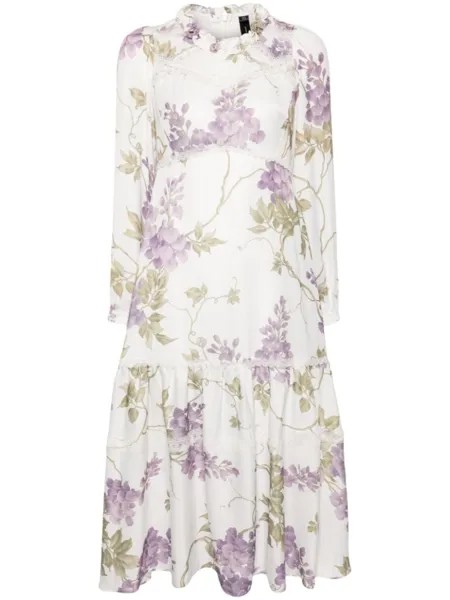Needle & Thread платье миди Wisteria с кружевной отделкой, белый