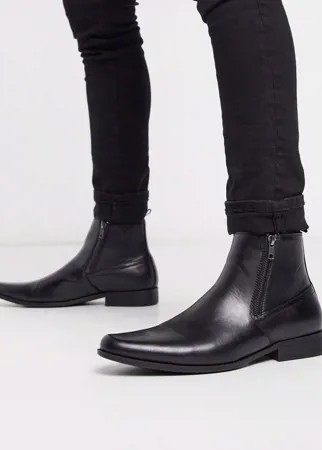 Черные ботинки челси из искусственной кожи с молниями ASOS DESIGN-Черный цвет