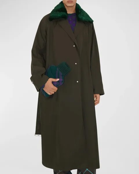 Мужской тренч с воротником из искусственного меха Burberry, цвет Otter