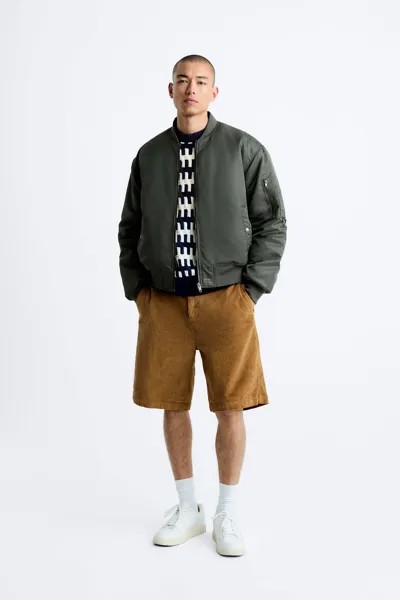 Стеганый бомбер ZARA, хаки