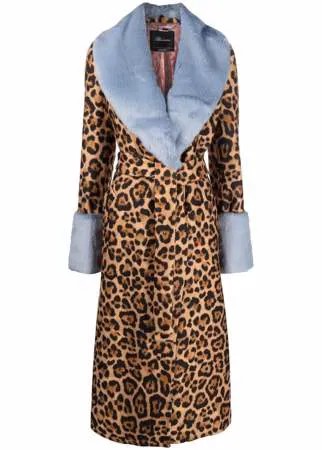 Blumarine пальто с леопардовым принтом и поясом