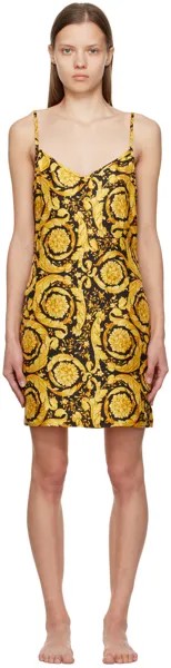 Желто-черное мини-платье Barocco Versace Underwear