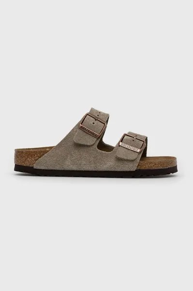 Замшевые тапочки Arizona Birkenstock, серый