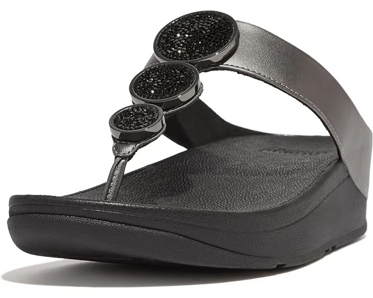 Сандалии FitFlop Halo Bead-Circle Metallic Toe-Post Sandals, черный
