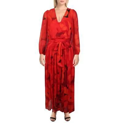 Женское красное длинное свадебное платье макси с поясом Calvin Klein 10 BHFO 4668