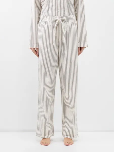 Полосатые пижамные брюки из органического хлопка Tekla, бежевый
