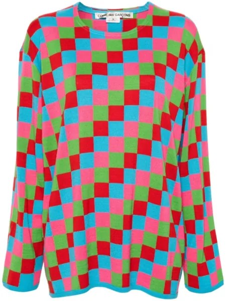 Джемпер рыбацкой вязки в клетку Comme Des Garçons, розовый