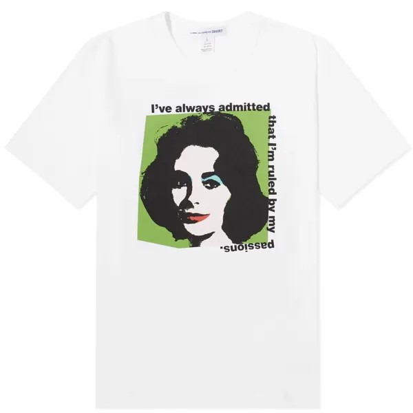 Футболка Comme Des Garçons Shirt X Andy Warhol Elizabeth Taylor T-Shi, белый
