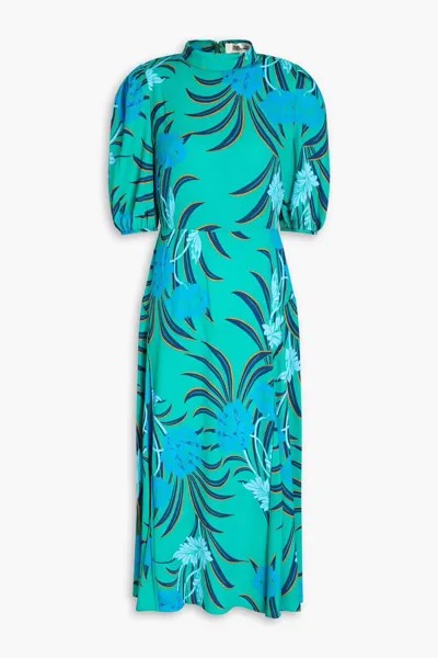 Платье миди из крепдешина с принтом Nella Diane Von Furstenberg, зеленый