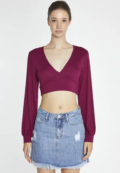 Блузка Crop Plunge Tie Waist Crop Glamorous, цвет burgundy