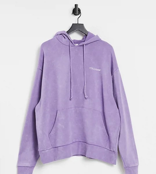 Oversized-худи фиолетового цвета с эффектом кислотной стирки COLLUSION Unisex-Фиолетовый цвет