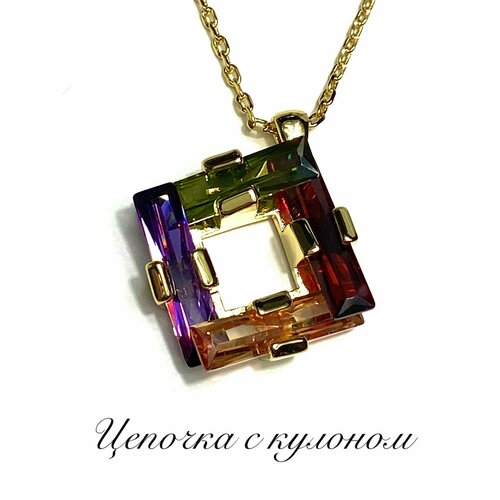 Колье Florento, кристаллы Swarovski, хрусталь, длина 54 см, золотой