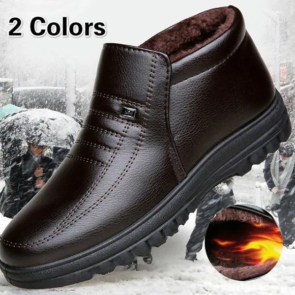 Мужская мода повседневная обувь водонепроницаемый Зимняя обувь Снег Обувь Квартиры Обувь Держите Теплые сапоги Человек Кожа Обувь
