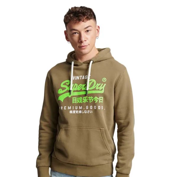 Худи Superdry Vintage Logo Prem Good Overdyed, зеленый