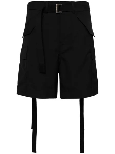 Sacai шорты-карго с поясом, черный