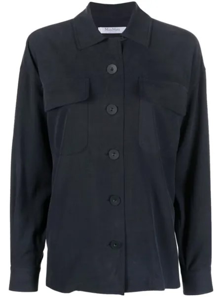 Шелковая рубашка с длинными рукавами Max Mara, синий