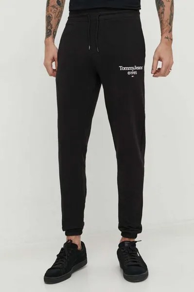 Хлопковые спортивные штаны Tommy Jeans, черный